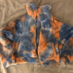 SHEIN Kids' Fuzzy Puffer Jacket - Blue and Orange